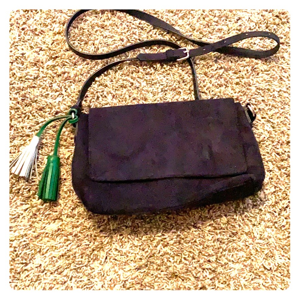 Navy faux suede small crossbody